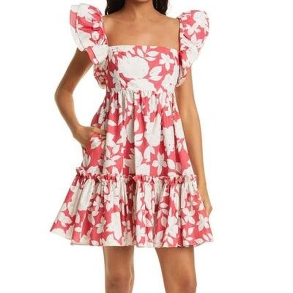 Cara Cara Empire Waist Floral Poplin Mini Dress - Picture 2 of 5